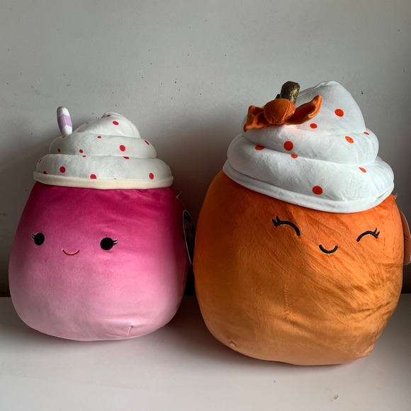 Squishmallow Kendla Pumpkin Spice Latte 14" Cinnamon Milkshake 12" Plush Drinks - Picture 7 of 15
